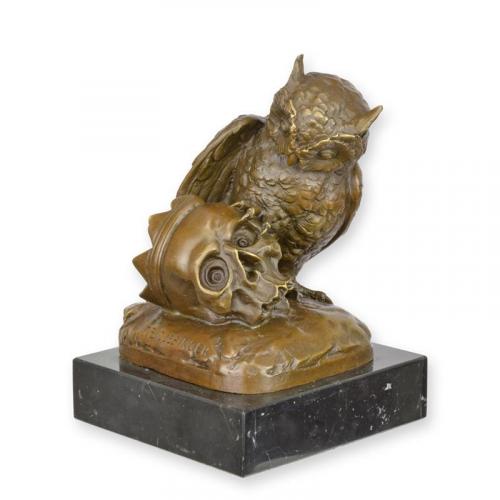 Luxury Bronze Owl and Skull Sculpture by Luxury Group International