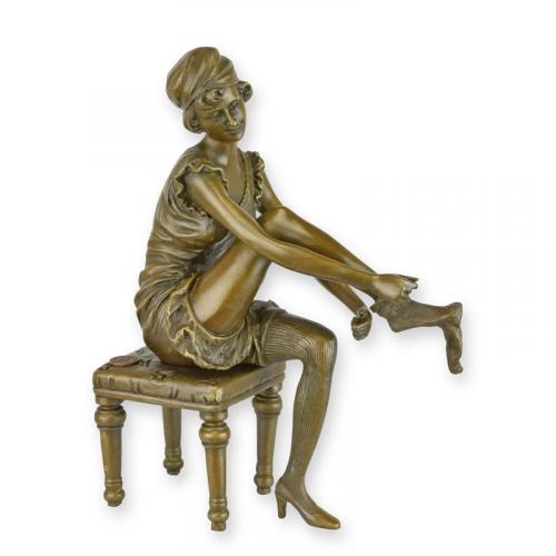 Luxury Bronze Woman Dressing Sculpture - 22 CM by Luxury Group International