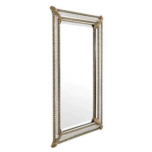 Luxury Brass & Clear Glass Rectangular Wall Mirror by Luxury Group International