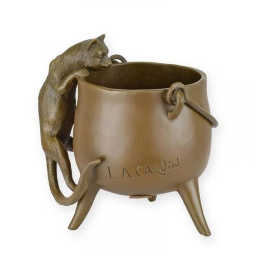 Luxury Bronze Cat & Cauldron Sculpture by Luxury Group International