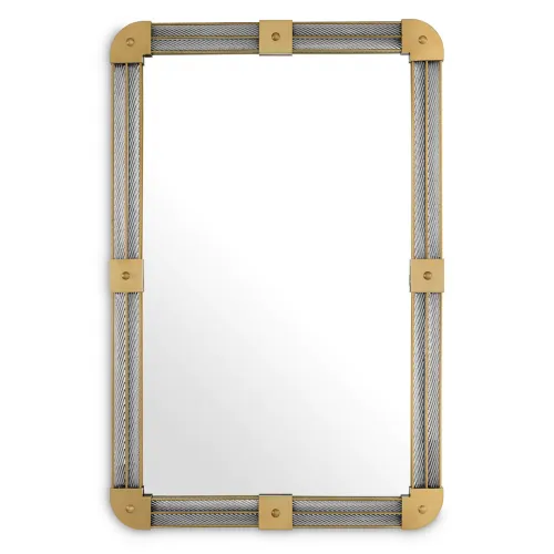 Luxury Golden Soft Cornered Rectangular Wall Mirror by Luxury Group International