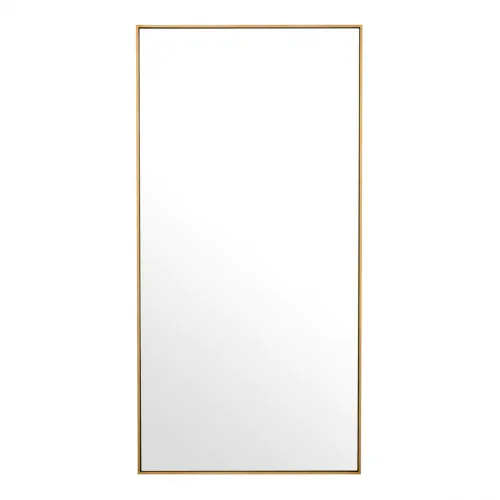 Luxury Brass Finish Slim Frame Long Rectangular Mirror by Luxury Group International