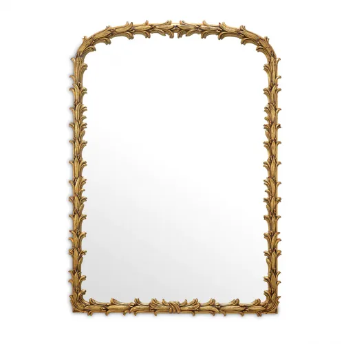 Luxury Antique Gold Leaf-Pattern Rectangular Wall Mirror by Luxury Group International
