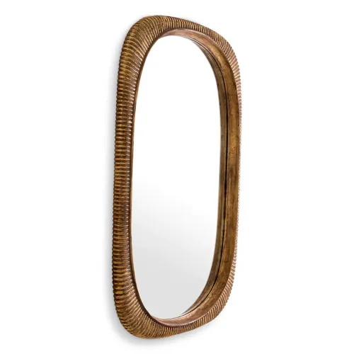 Luxury Antique Gold Leaf Oval Mirror by Luxury Group International