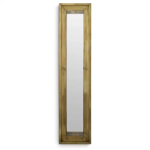 Luxury Vintage Brass Slim Rectangular Wall Mirror by Luxury Group International