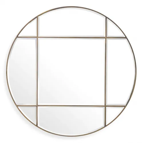 Luxury Vintage Brass & Bevelled Glass Round Mirror