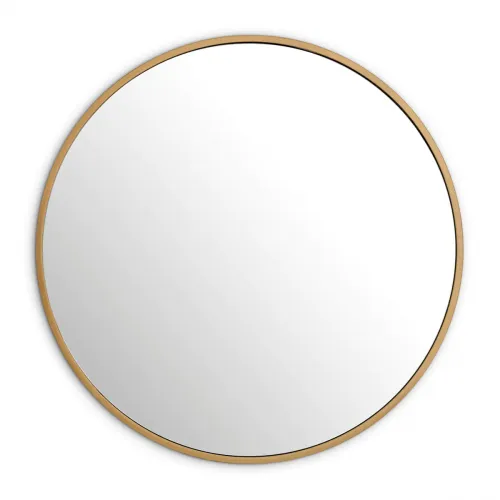 Luxury Brushed Brass Finish Round Mirror