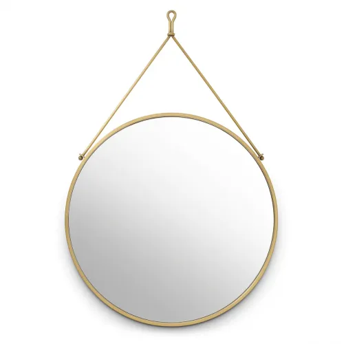Luxury Brushed Brass Finish Decorative Round Mirror