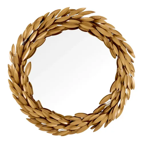 Luxury Vintage Gold Leaf Frame Round Mirror