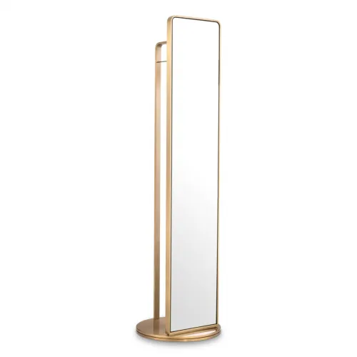 Luxury Brass Finish Floor Mirror with Coatrack