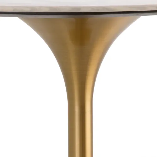 Luxury White & Brass Modern Standing Bar Table with Round Marble Top by Luxury Group International