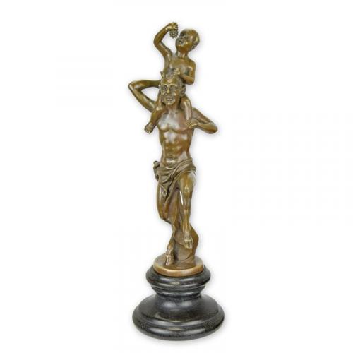 Luxury Bronze Faun with Little Bacchus Sculpture by Luxury Group International