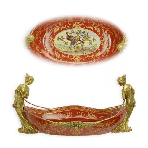 Luxury Ornate Bronze Mounted Porcelain Centerpiece Bowl