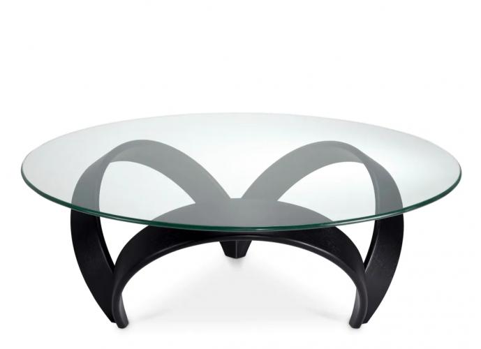 Luxury Vintage Brass and Veneer Round Coffee Table by Luxury Group International