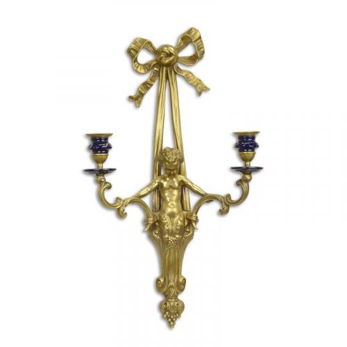 Luxury Porcelain Mounted Bronze Wall Applique