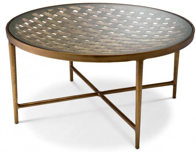 Luxury Glass Top Round Coffee Table With Metal Base by Luxury Group International