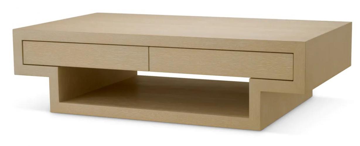 Luxury Oak Veneer Rectangular Coffee Table With Drawer by Luxury Group International