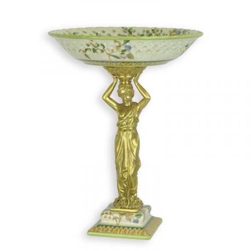 Luxury Bronze Mounted Porcelain Figural Pedestal Bowl