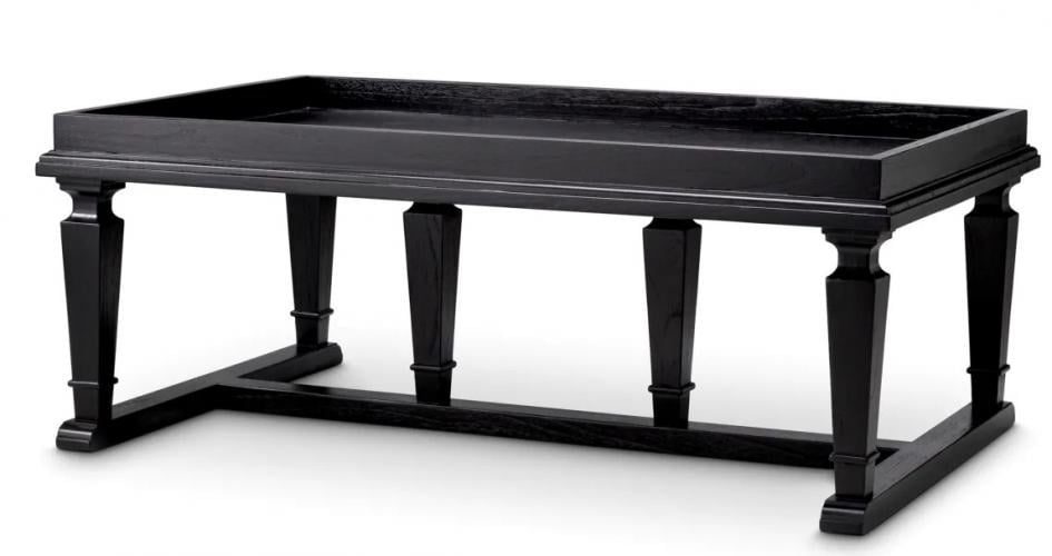 Luxury Black Veneer Classic Rectangular Coffee Table