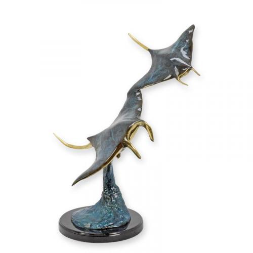 Luxury Bronze Pair of Manta Rays Sculpture