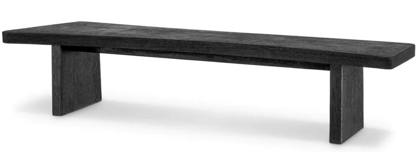 Luxury Charcoal Black Solid Wood Rectangular Coffee Table with Minimalist Base by Luxury Group International