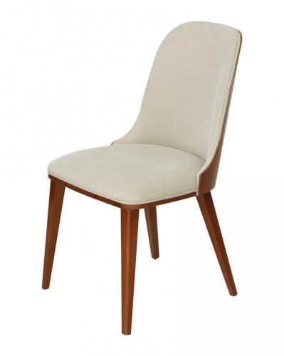 Luxury Beige Upholstered Wooden Dining Chair with Tapered Legs