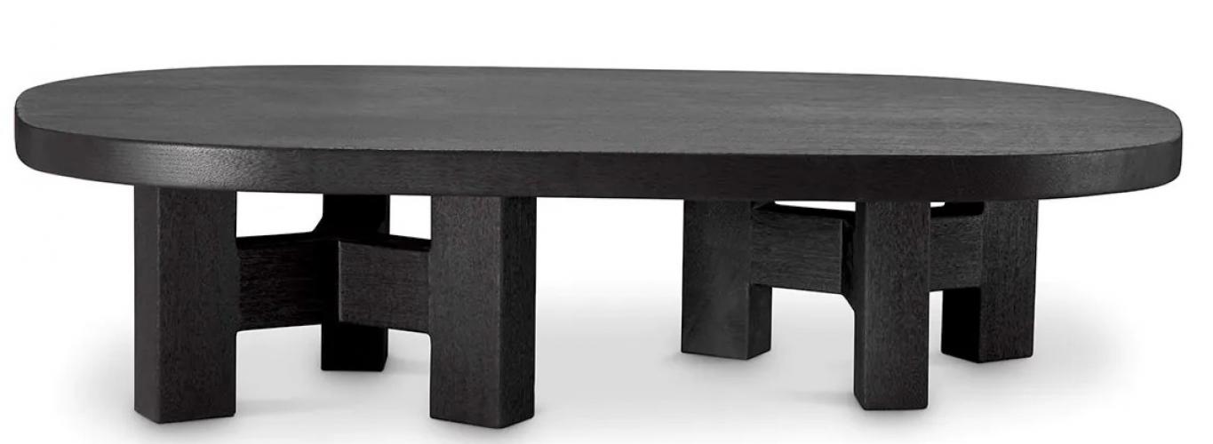 Luxury Black Wooden Oval Shape Coffee Table by Luxury Group International