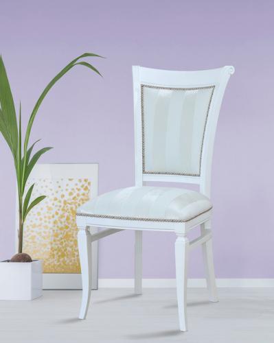 Luxury Upholstered Wooden Dining Chair with Curved Patterned Backrest by Luxury Group International