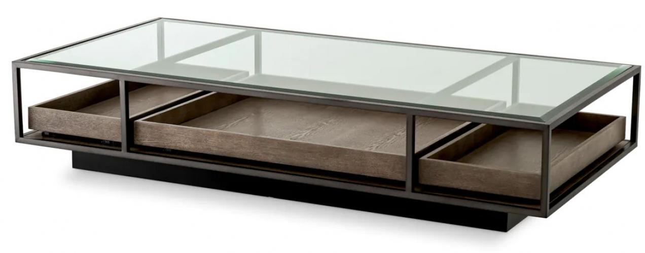 Luxury Metal & Glass Rectangular Coffee Table by Luxury Group International