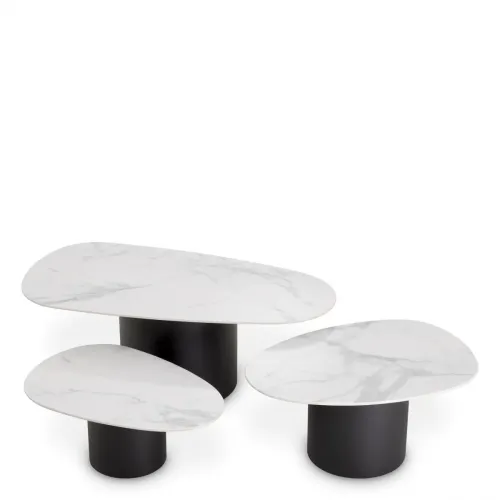 Luxury Black Ceramic Marble Look Coffee Table Set (Set of 3) by Luxury Group International
