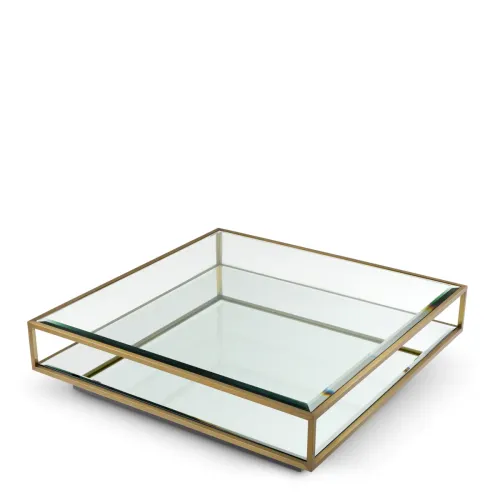Luxury Brushed Brass & Beveled Glass Coffee Table by Luxury Group International