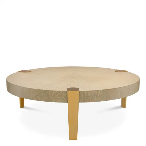 Luxury Oak Veneer & Brushed Brass Coffee Table by Luxury Group International
