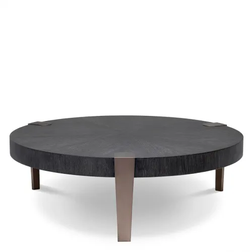 Luxury Oak Veneer & Brushed Brass Coffee Table by Luxury Group International