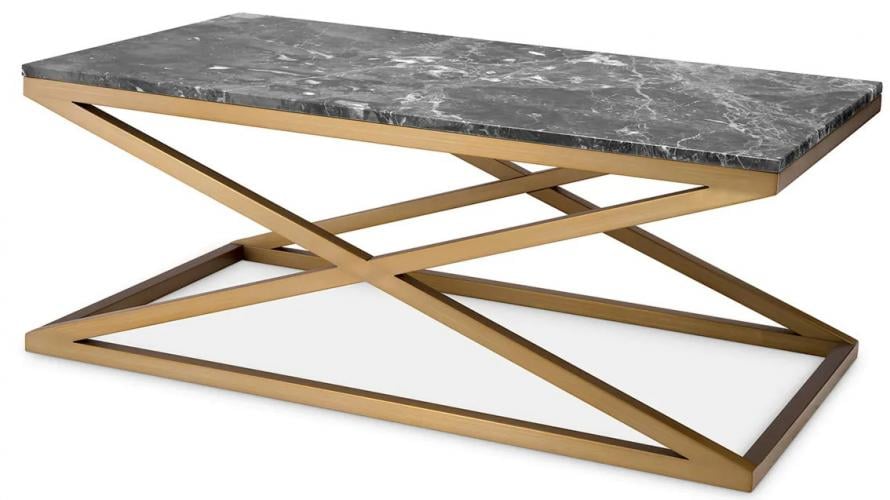 Luxury Black Marble Top Rectangular Coffee Table