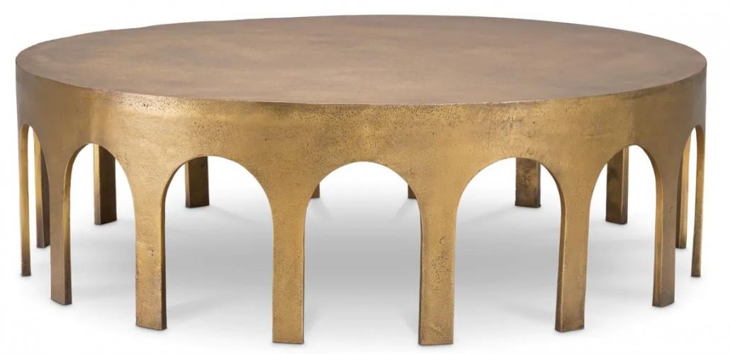 Luxury Vintage Brass Finish Round Coffee Table