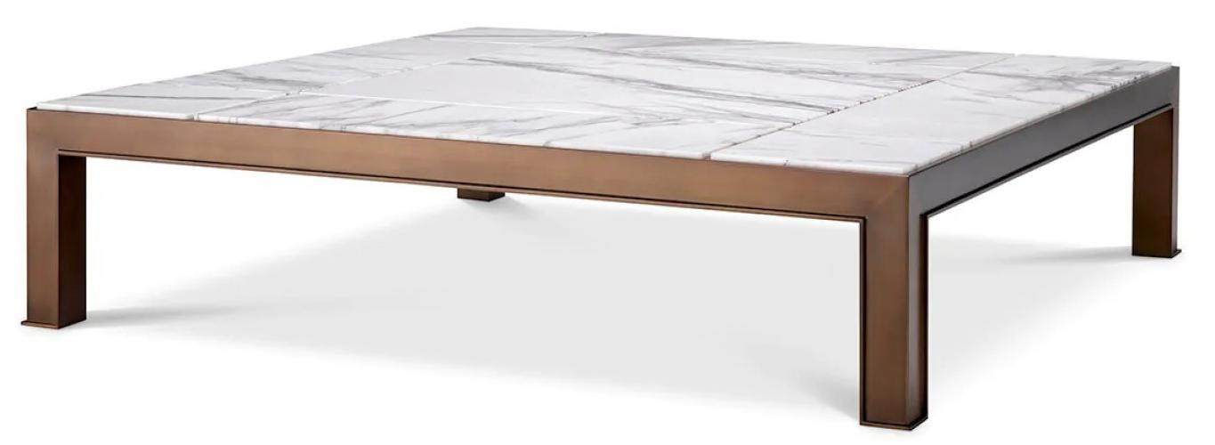 Luxury Metal Frame Marble Top Rectangular Coffee Table