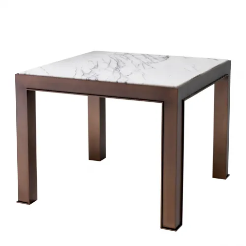 Luxury Metal Frame Marble Top Rectangular Side Table