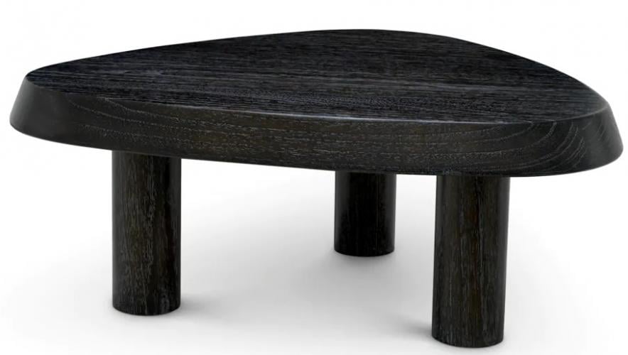 Luxury Oak Veneer Pebble Shape Triangular Wooden Coffee Table