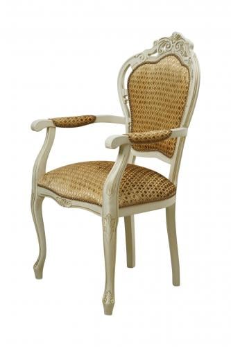 Luxuriöser Polsterstuhl mit Medaillon-Rückenlehne und Armlehnen