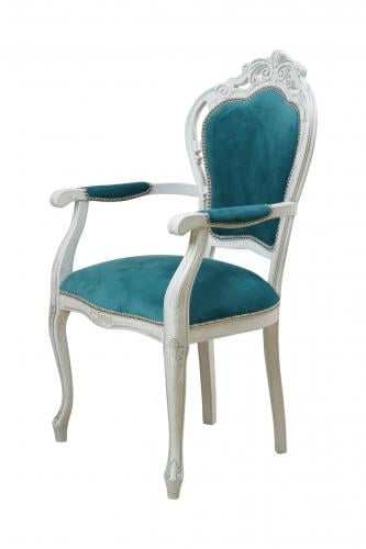 Luxuriöser Polsterstuhl mit Medaillon-Rückenlehne und Armlehnen