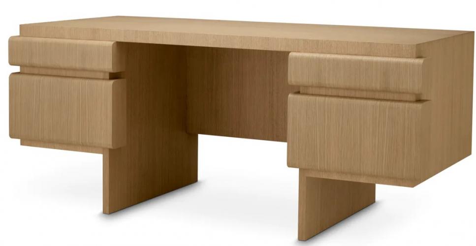 Luxuriöser Schreibtisch aus natürlicher Eiche, rechteckig