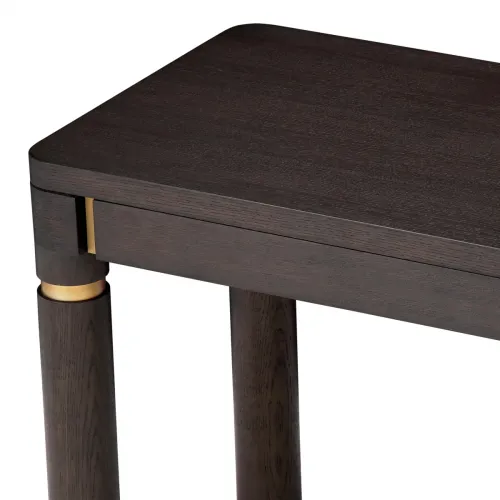 Luxury Mocha Oak Veneer & Brushed Brass Writing Desk by Luxury Group International