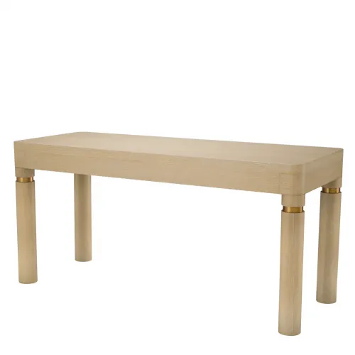 Luxury Mocha Oak Veneer & Brushed Brass Writing Desk by Luxury Group International
