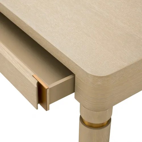 Luxury Mocha Oak Veneer & Brushed Brass Writing Desk by Luxury Group International