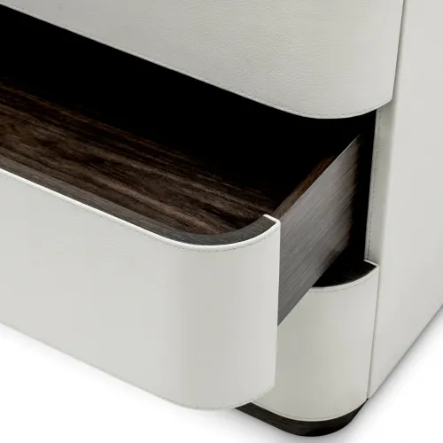 Luxury Rotating Top Black White Desk in Mocha Oak & Light Grey Leather by Luxury Group International
