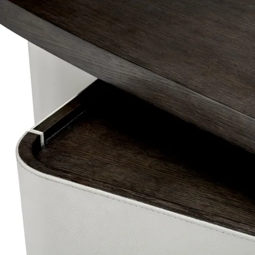 Luxury Rotating Top Black White Desk in Mocha Oak & Light Grey Leather by Luxury Group International