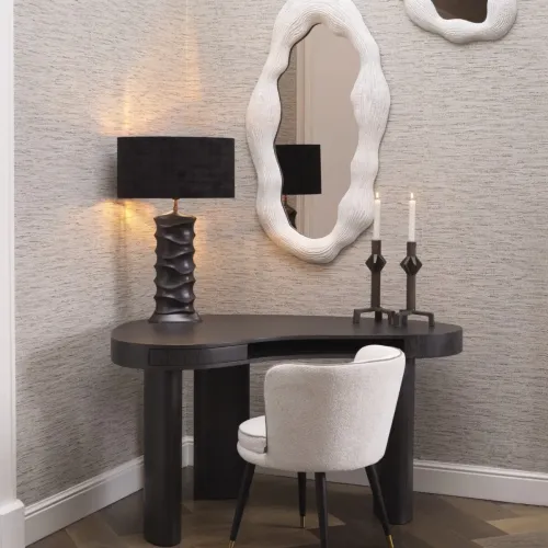 Luxury Charcoal Oak Curved Oval Desk with Ellipse Legs by Luxury Group International
