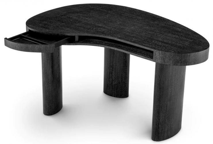 Luxury Charcoal Oak Curved Oval Desk with Ellipse Legs by Luxury Group International