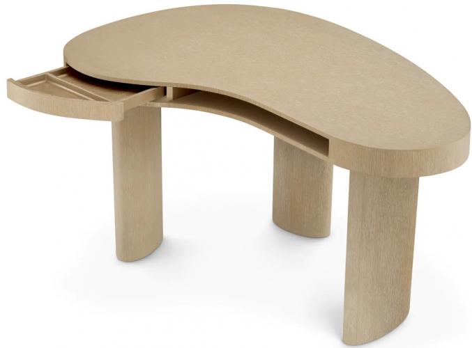 Luxury Charcoal Oak Curved Oval Desk with Ellipse Legs by Luxury Group International