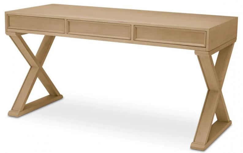 Luxury Natural Oak Rectangular Desk with X Shape Legs